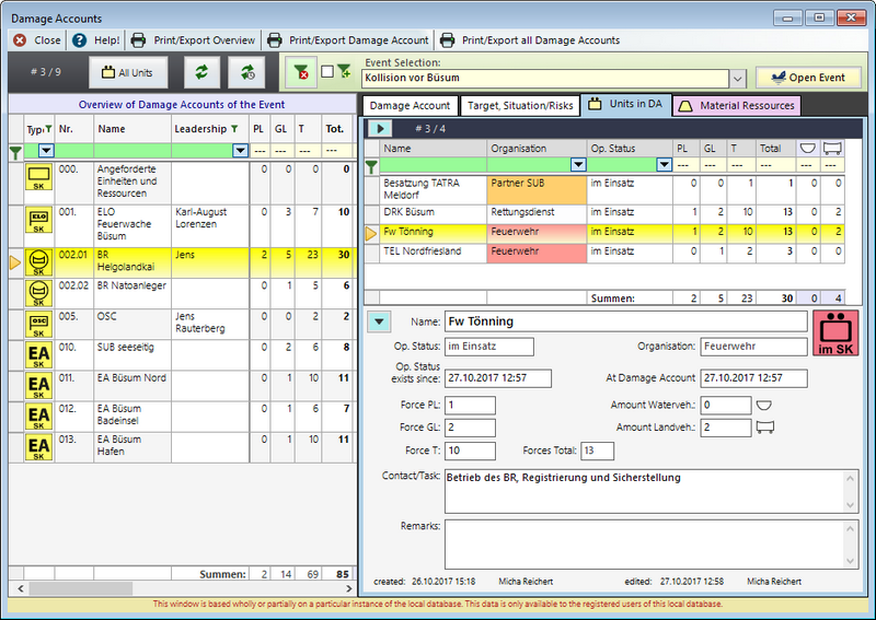 Screenshot of database user interface